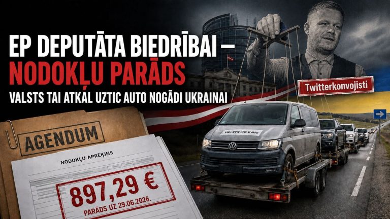 EP deputāta biedrībai nodokļu parāds, bet valsts tai atkal uztic auto nogādāšanu Ukrainā